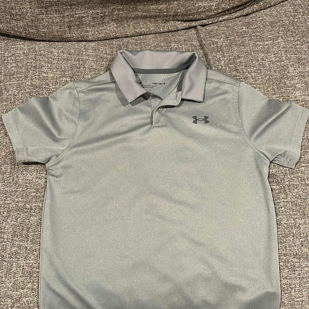 Youth medium grey under armour golf shirt.